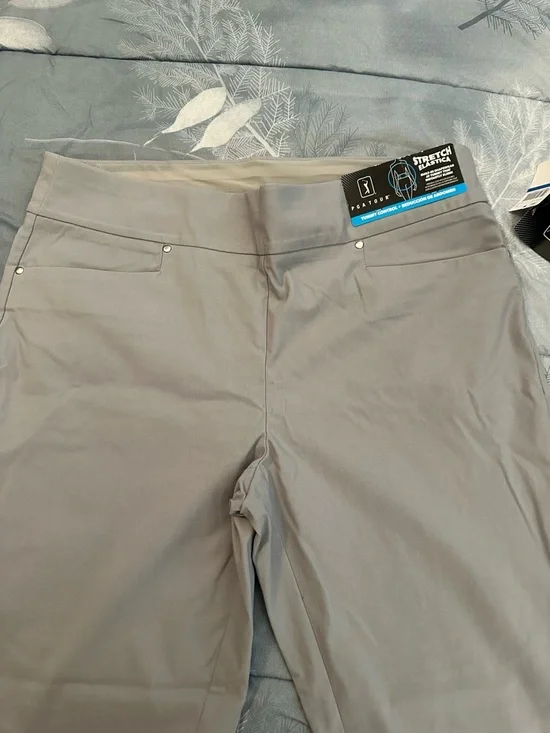 NWTS PGA Tour Womens Stretch Elastic Waist Pants - Gray Sz XL Tummy Control - Picture 2 of 10